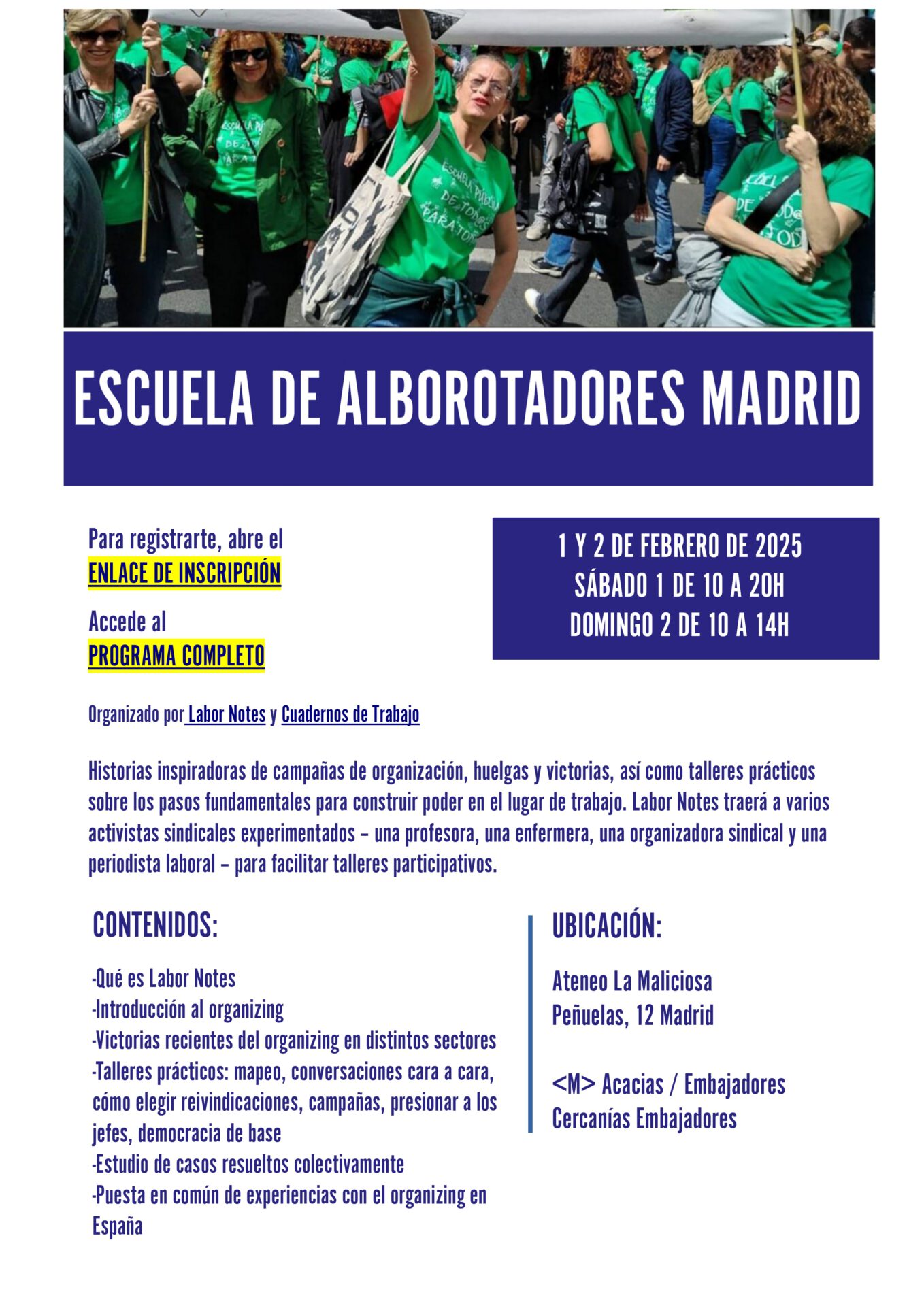 Escuela de Organizing de Labor Notes en Madrid