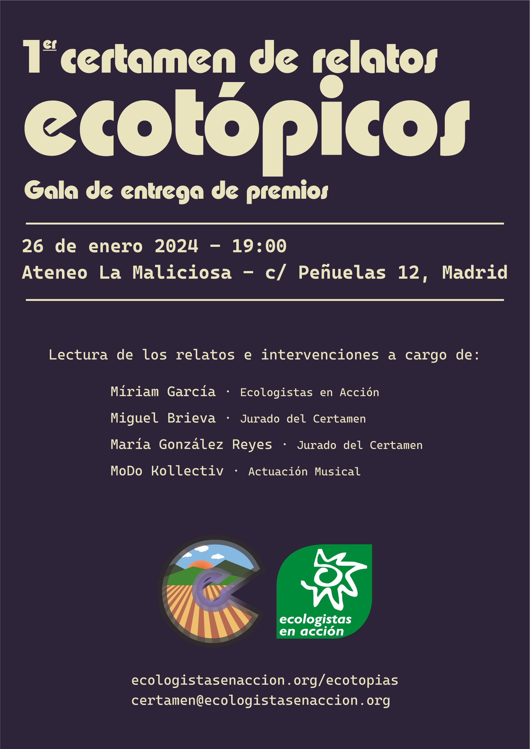 Gala de entrega de premios del I Certamen de Relatos Ecotópicos de Ecologistas en Acción