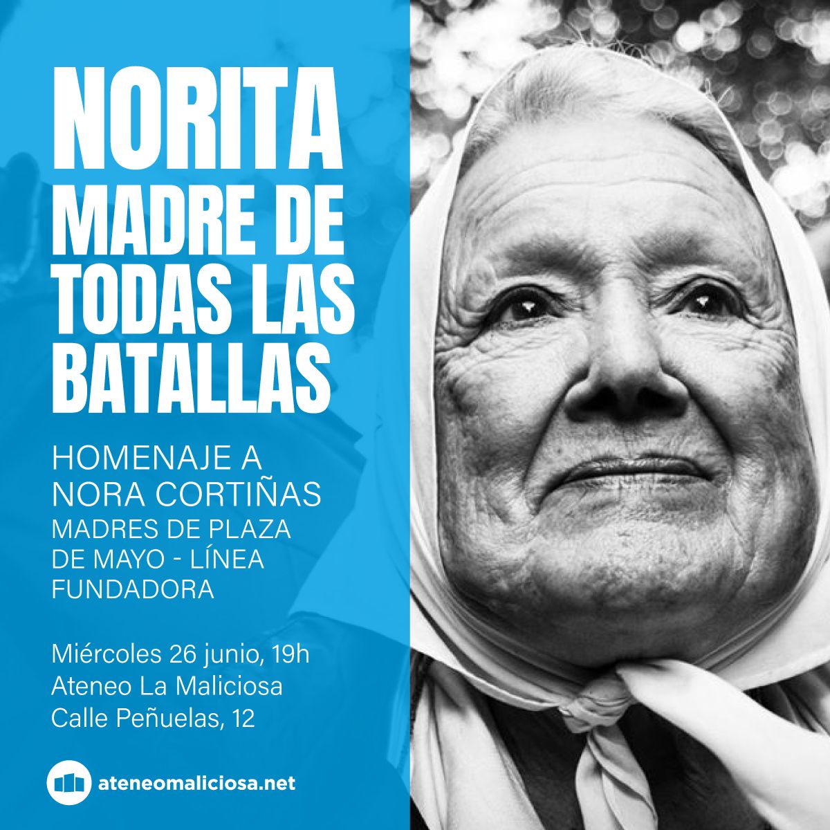 Homenaje en Madrid a Nora Cortiñas. Madre de Plaza de Mayo Línea Fundadora