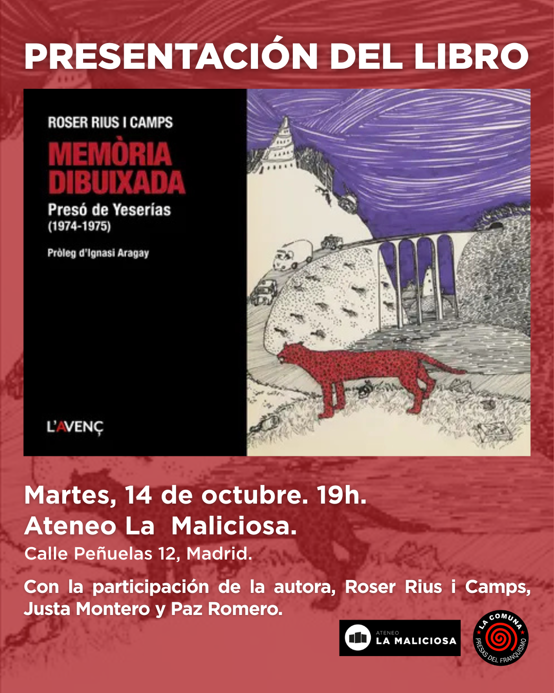 Presentación del libro «Memòria Dibuixada. Presó de Yeserias (1974-1975)»