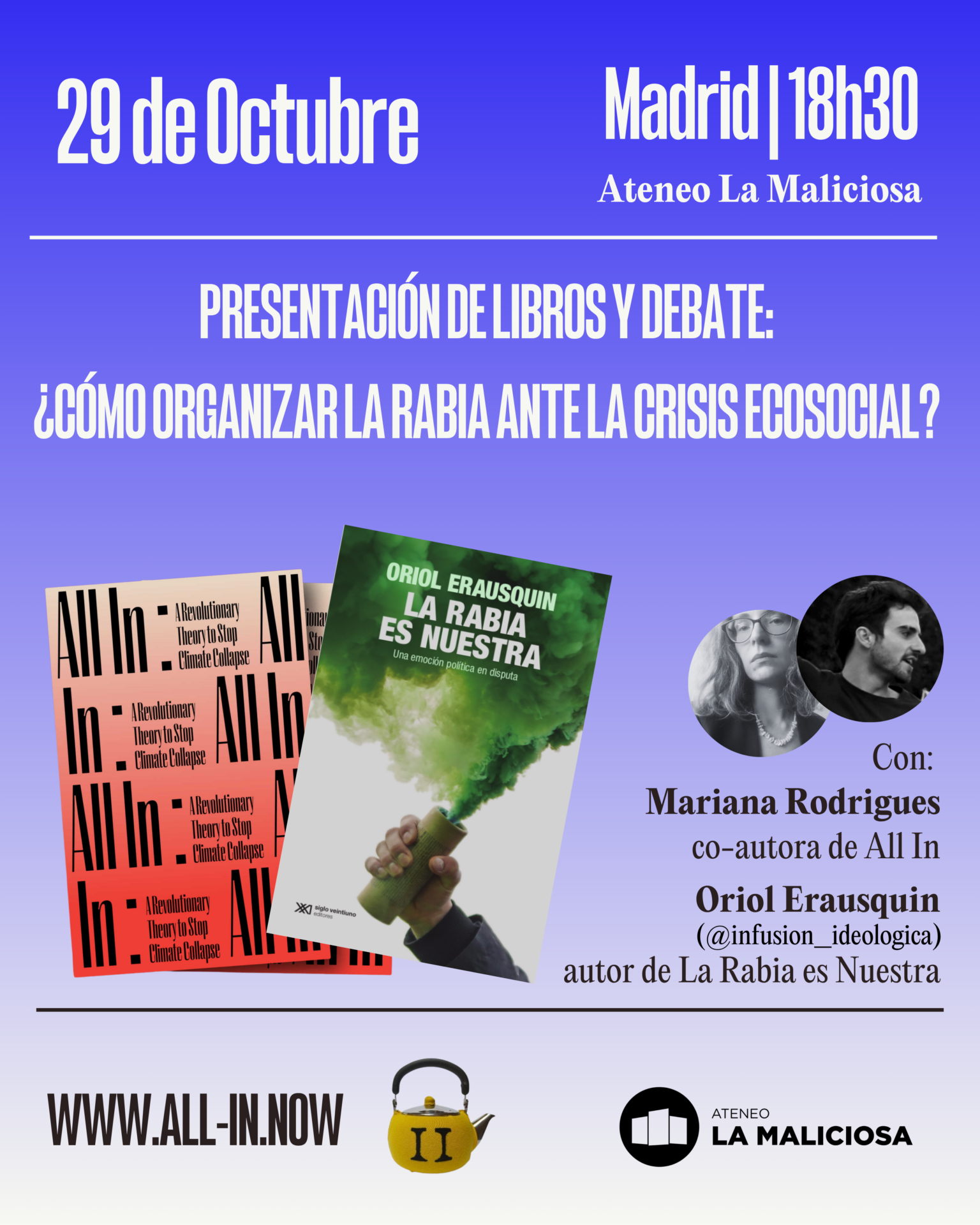 Presentación conjunta «La rabia es nuestra» y «All in»